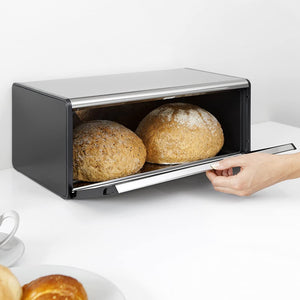 Like New/Unboxed- Brabantia Fall Front Fingerprint-Proof Bread Box (Matte Steel)