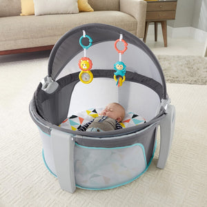 Like New/Unboxed- Fisher-Price Hexagons On-the-Go Baby Dome (Grey)