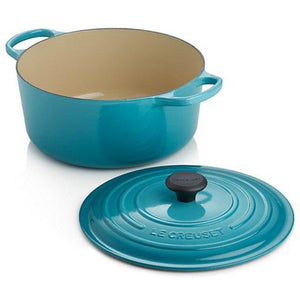 Like New/Unboxed- Le Creuset - Signature Enameled Cast-Iron 7-1/4-Quart Round French (Dutch) Oven with Lid, (Caribbean)