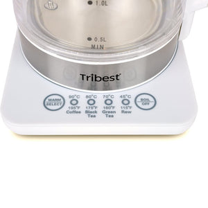 Like New/Unboxed- Tribest Raw Tea Kettle, Glass Electric Brewing System - GKD-450 (White/Clear)